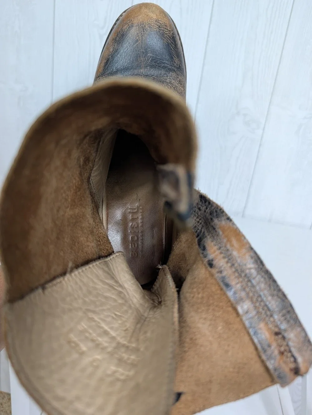 Bed Stu Leather Boots Women's Size 9 with Zipper Purposefully Distressed